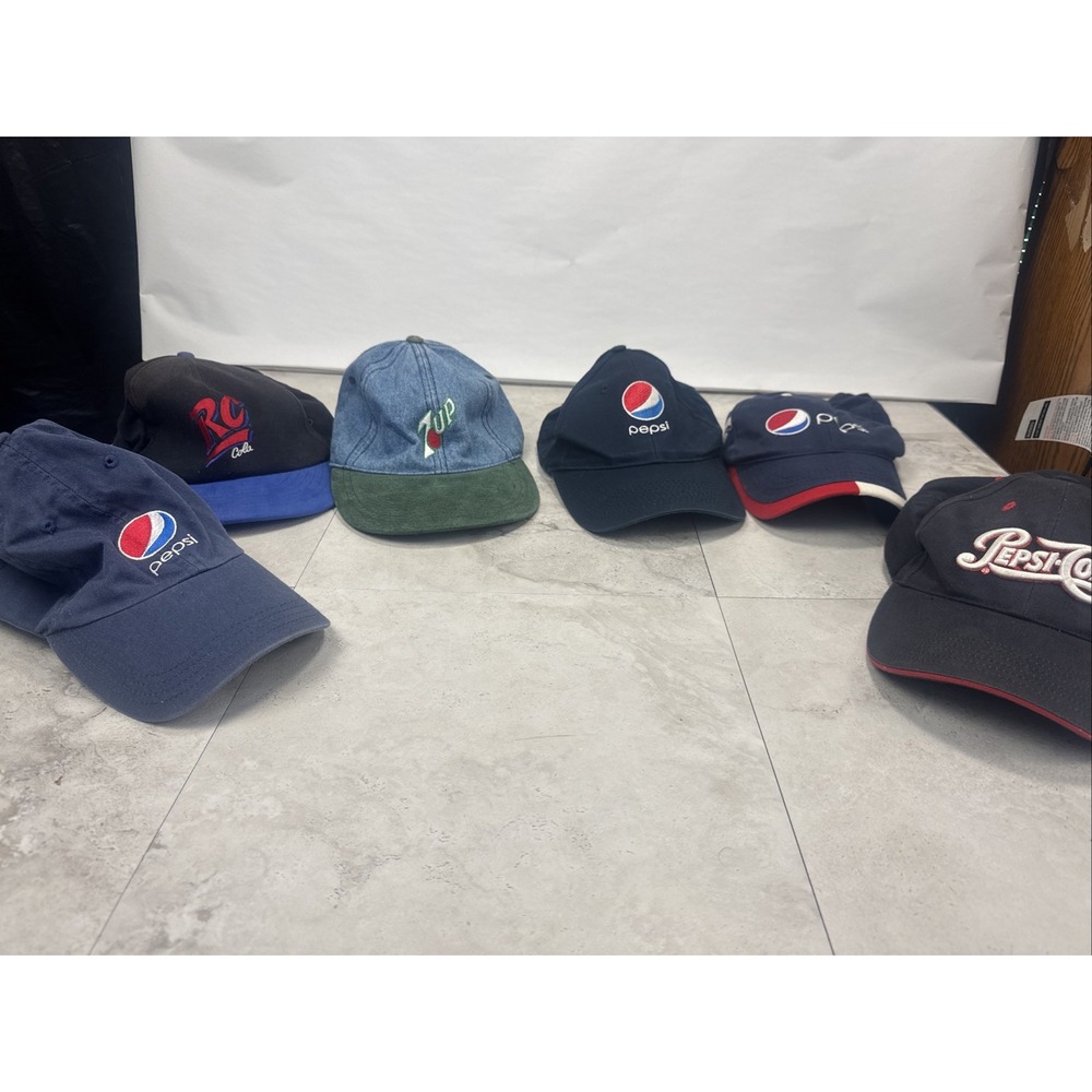 6 Vintage Soda Baseball Caps Hats Pepsi RC Cola 7-Up Denim